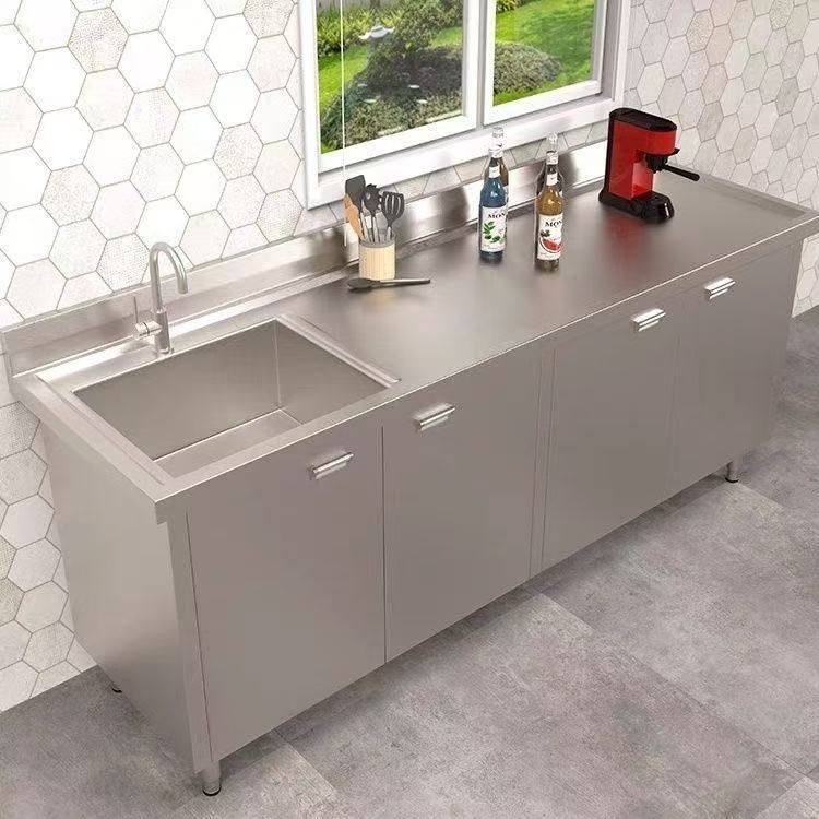 업소용 싱크대 스텐 개수대 영업용 하부장선반 120x60x80 이중싱크