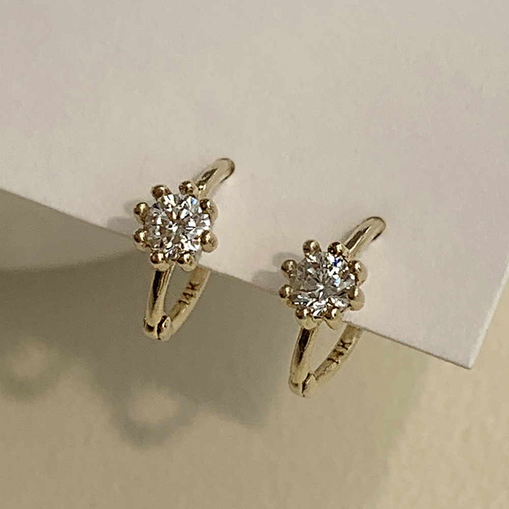 14k 레나 큐빅 원터치 링 귀걸이