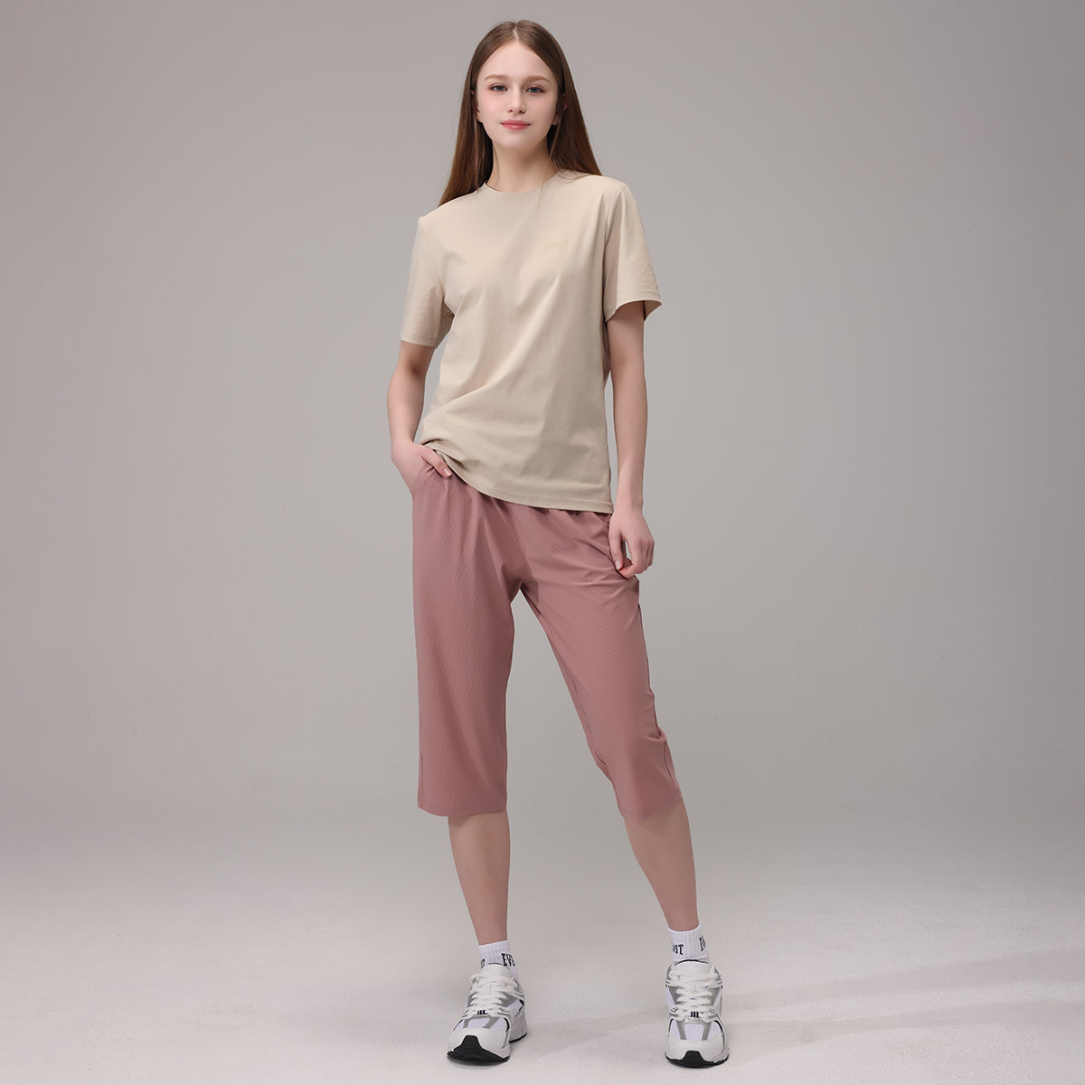 1+1 에버라스트 여성 7부 여름 바지 스트라이프 팬츠 - 상세 이미지 5