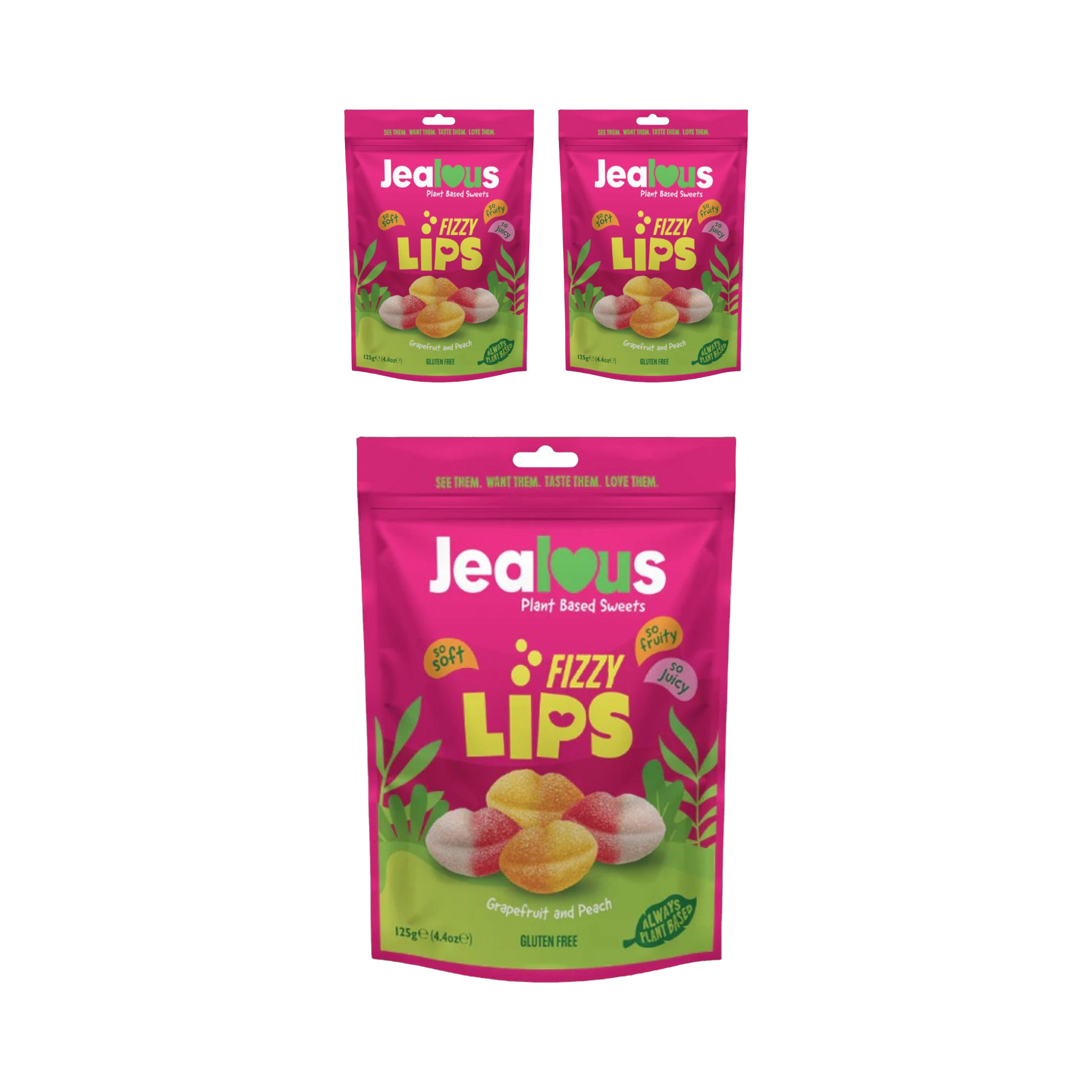 젤러스스윗 피지립스 영국 100% 식물성원료 젤라틴프리 비건 젤리 자몽 복숭아맛, 125g, 3개 - 상품 이미지