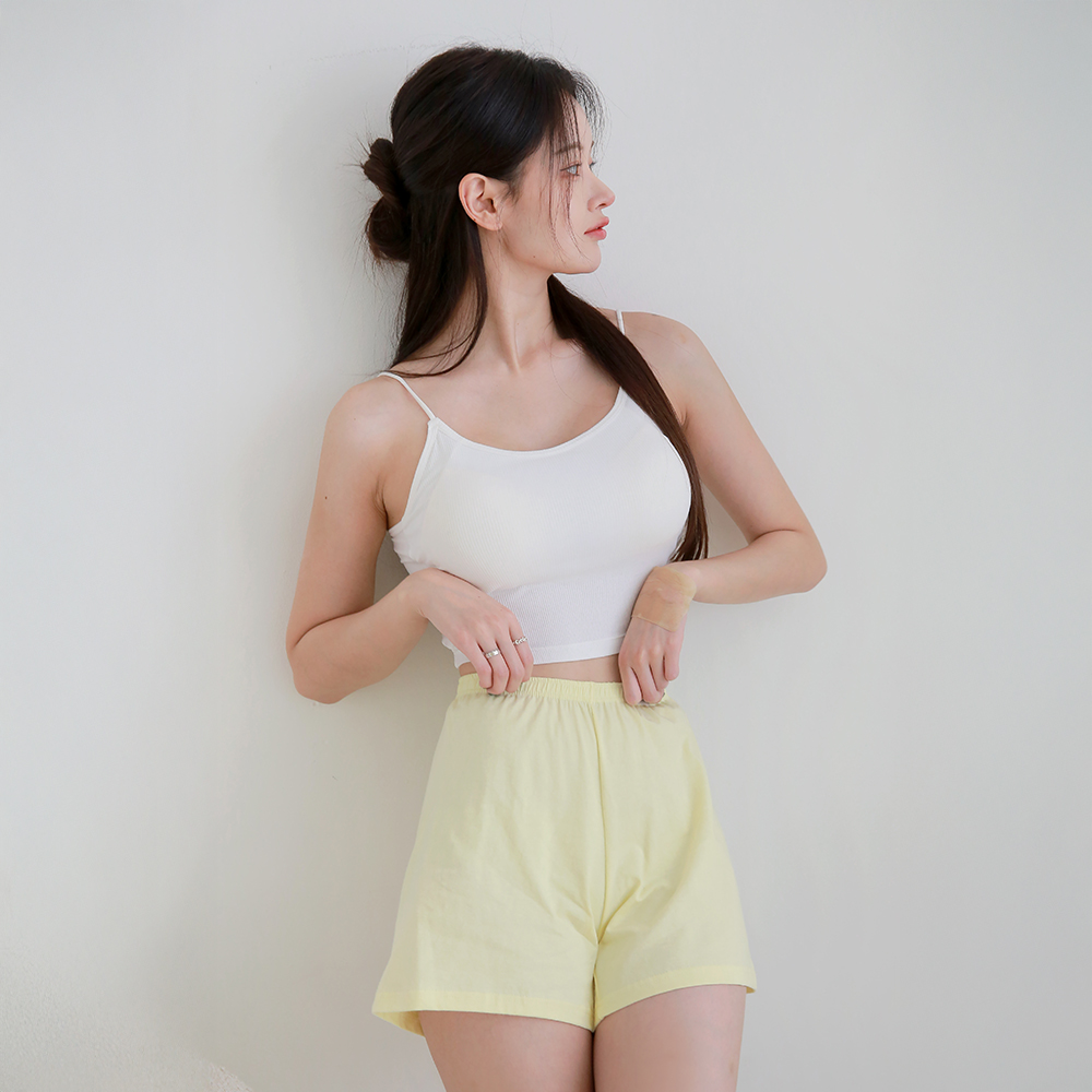 DDO 여성 면 트렁크팬츠 여자 네모팬티 사각 트렁크 홈웨어 반바지 윤슬 옐로우, 95, 1장 - 상세 이미지 2