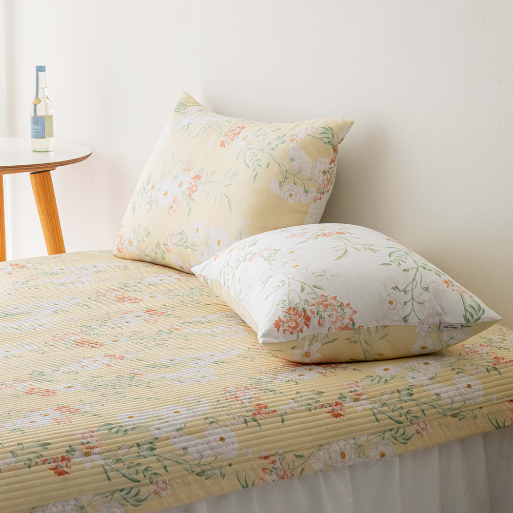 송화침장 모달100% 줄누비 양면패드 플라워 로망 텐셀 Q 사계절패드