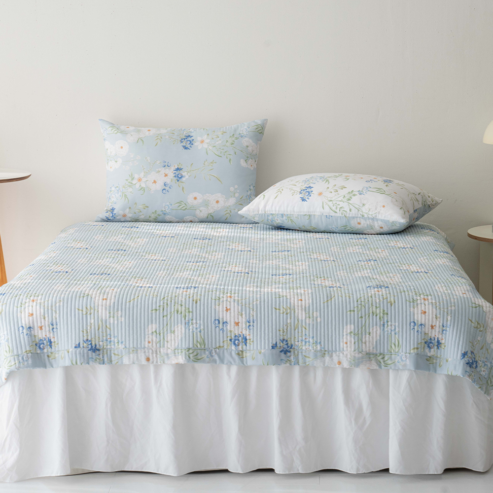 송화침장 모달100% 줄누비 양면패드 플라워 로망 텐셀 Q 사계절패드