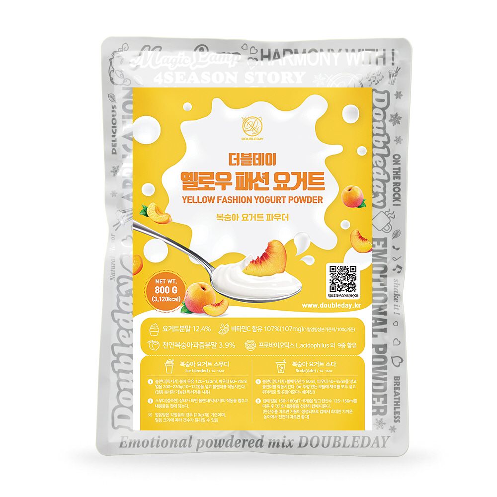 [오늘출발] 더블데이 / 옐로우 패션 요거트 홈카페 330G / 복숭아 요구르트 스무디 파우더 분말 가루 베이스 재료 - 상세 이미지 4