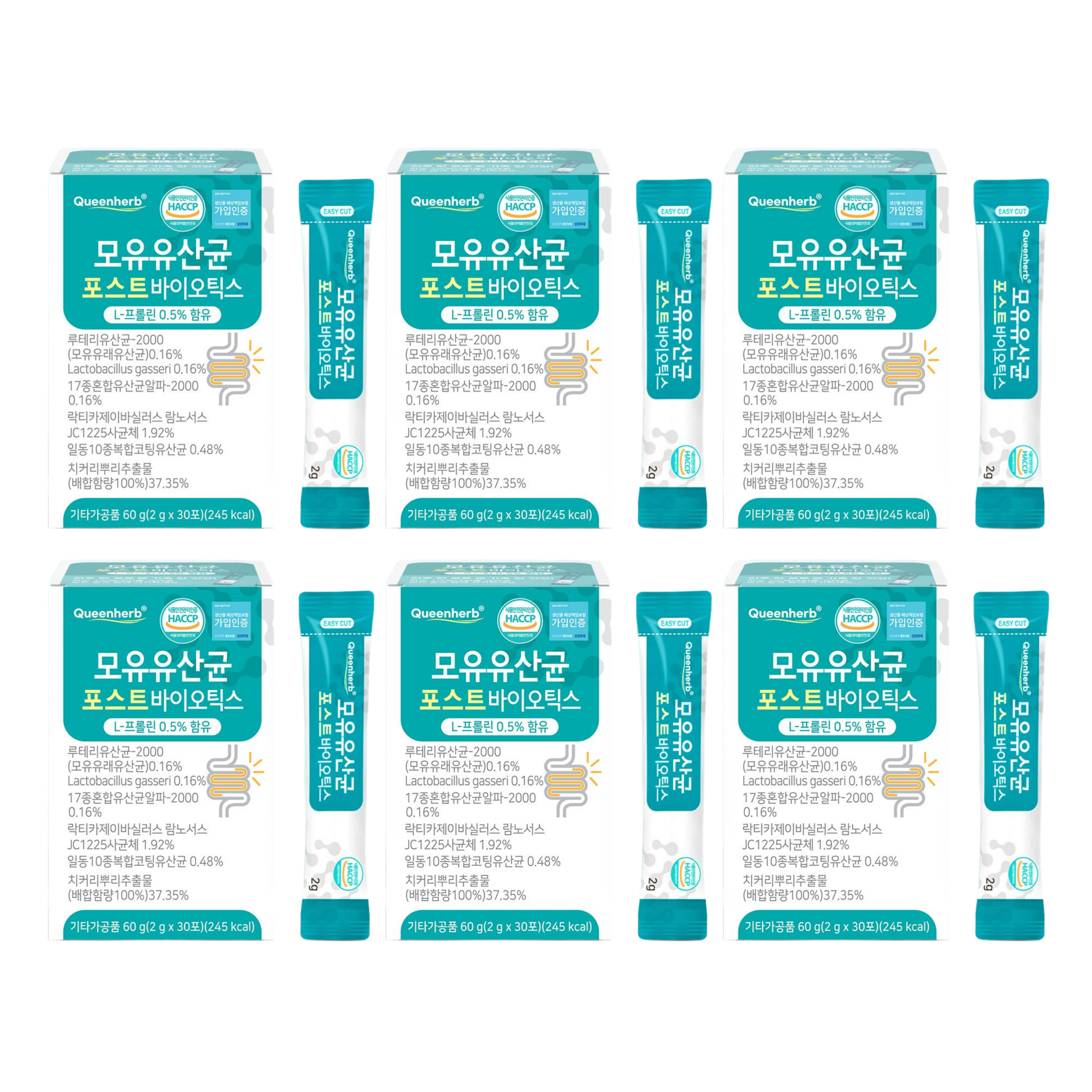 모유 유산균 포스트바이오틱스 치커리뿌리 사균체 루테리 온가족 영양제 30포 x 6개 - 메인 이미지