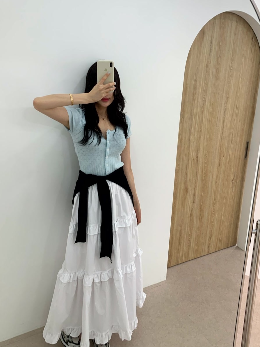 펀칭 유넥 반팔 가디건 (3color) 상세 이미지 12