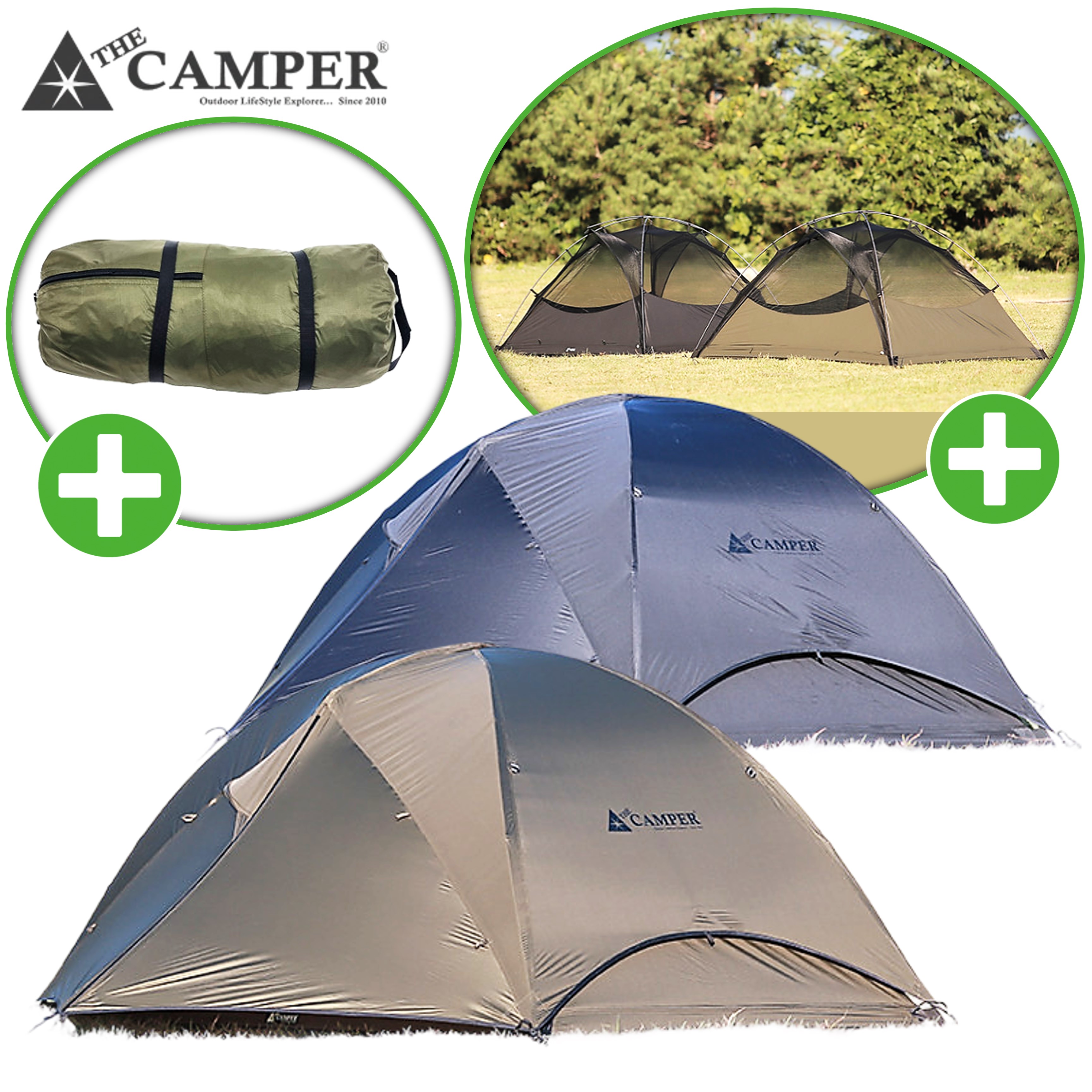더캠퍼 마시모 2P 리빙쉘 텐트 백패킹 돔 쉘터 피크닉 EL