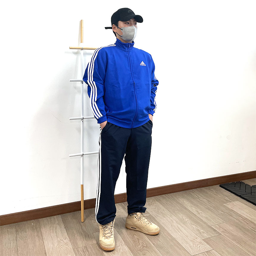 아디다스 삼선 져지 남자 우븐 트레이닝복 세트 트랙탑 블루블랙 H12202 - 상세 이미지 5