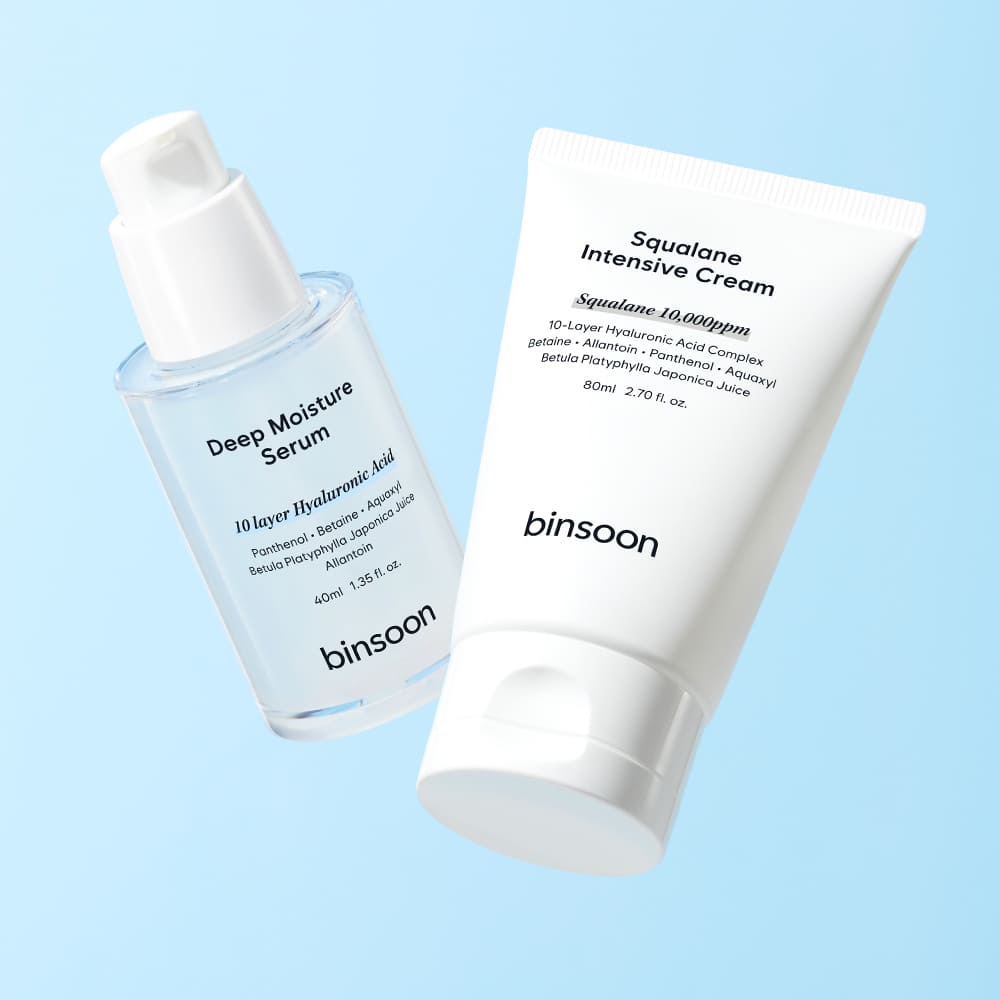 [2종세트] 빈순 히알루론산 자작나무 수분 세럼 40ml + 스쿠알란 판테놀 크림 80ml - 상품 이미지