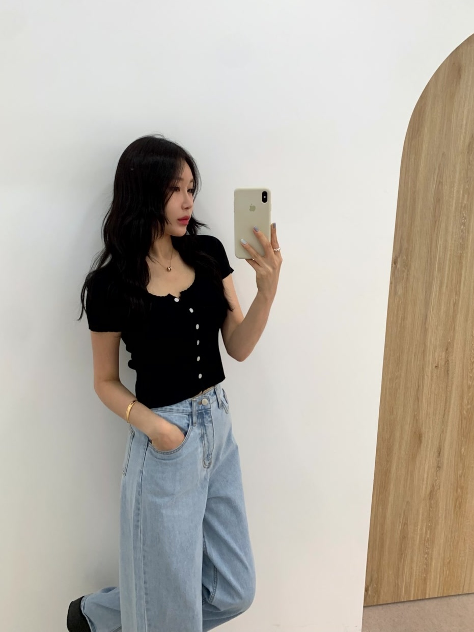 펀칭 유넥 반팔 가디건 (3color) 상세 이미지 17