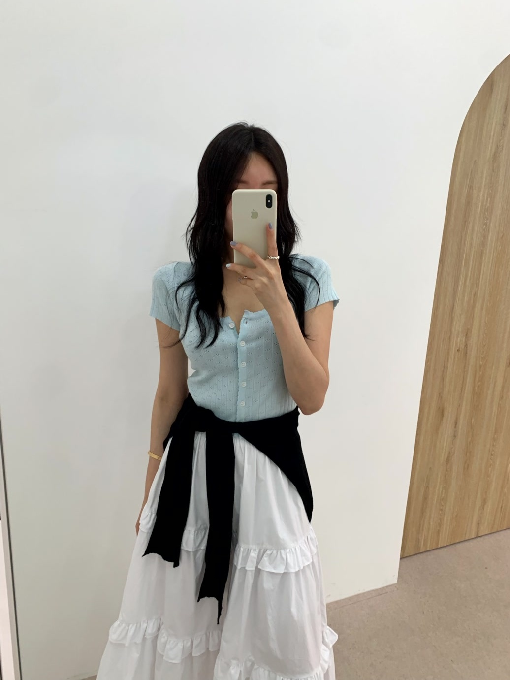 펀칭 유넥 반팔 가디건 (3color) 상세 이미지 4