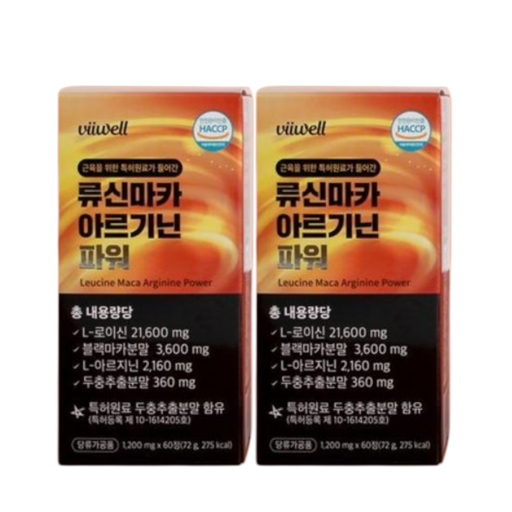 류신 블랙마카 아르기닌 3중 배합 근육 특허 원료 정제 60정, 2개 - 상품 이미지