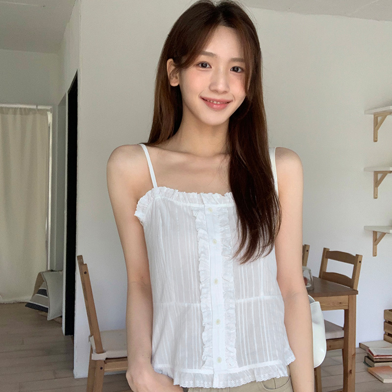 펀칭 프릴 버튼 뷔스티에 블라우스 bs8154 이미지 7