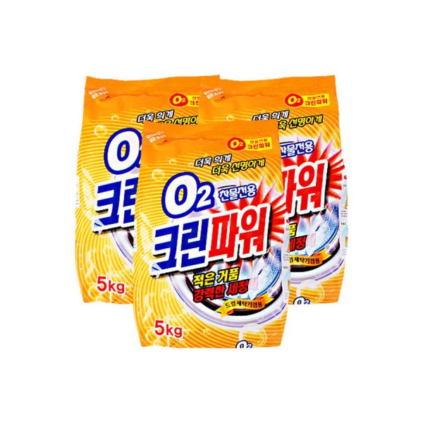 오투O2크린파워 5kg 3개/세탁세제 슈퍼크린 스파크 비트 : 생활필수템 잇템샵