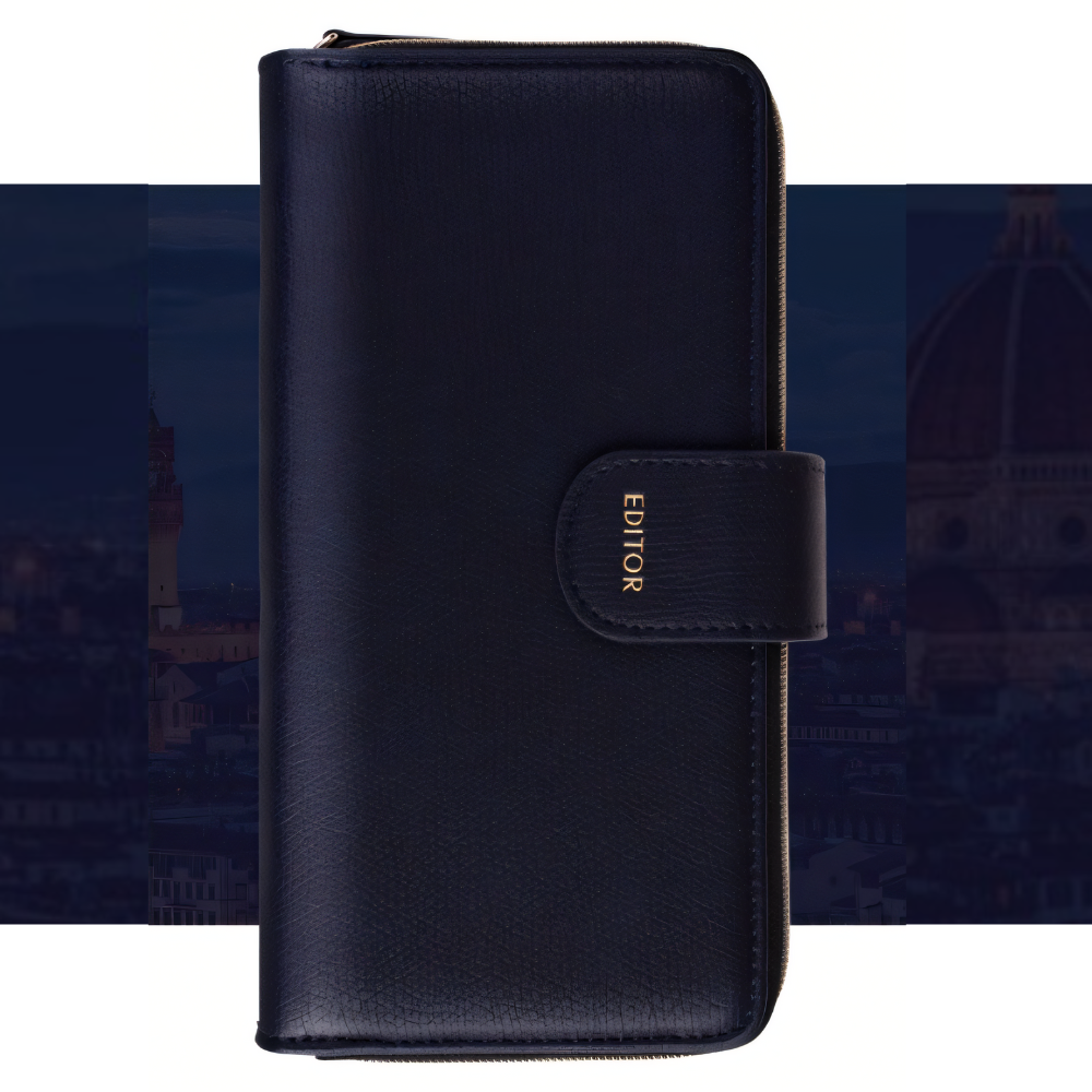 피렌 지퍼형 카드 지갑 다이어리 케이스 네이비, 갤럭시노트20 울트라