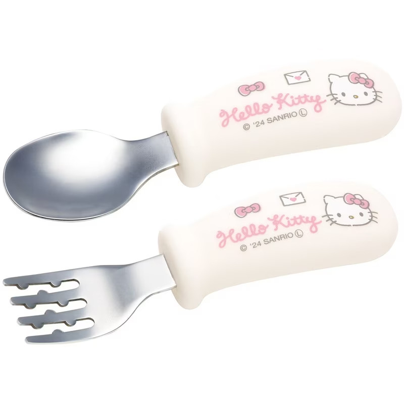 스케이터 산리오 헬로키티 캐릭터 잡기 쉬운 실리콘 베이비 스푼 포크 세트 12cm SHSF1 - 주방·식기 - 하카타몰