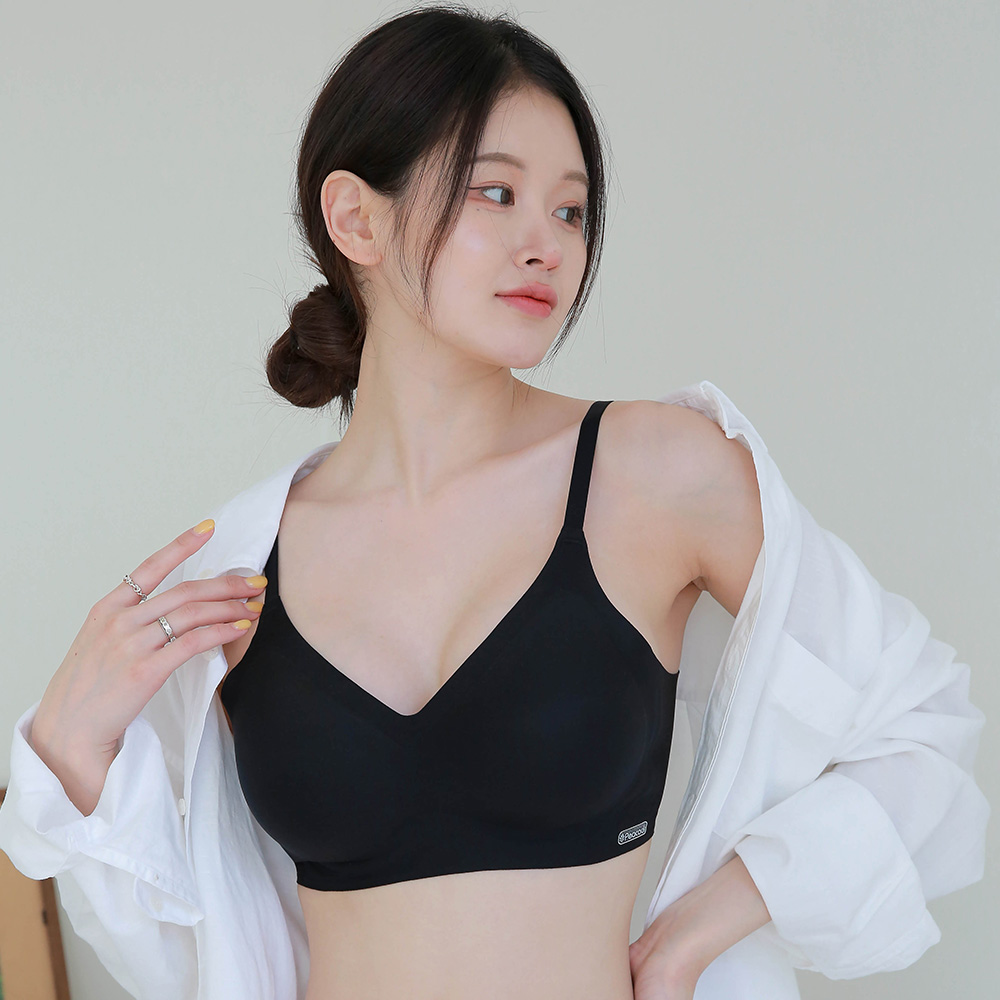 DDO 내추럴 볼륨핏 노와이어 심리스브라 패드일체형 머랭브라 블랙, 85A, 1장 - 메인 이미지