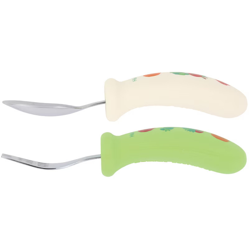 스케이터 배고픈 애벌레 캐릭터 잡기 쉬운 실리콘 베이비 스푼 포크 세트 12cm SHSF1 - 주방·식기 - 하카타몰
