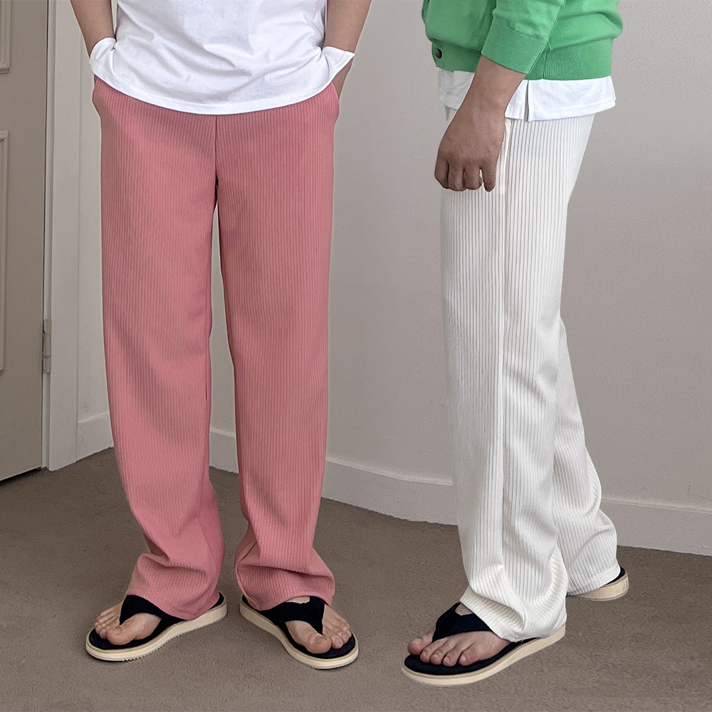 1+1 남자플리츠팬츠 남자와이드팬츠 여름슬랙스 냉장고바지 - 상품 이미지