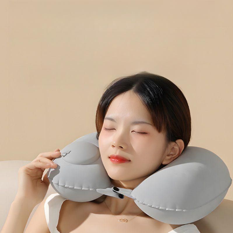 기내용 목쿠션 여행용 에어 목베개 U자형 네이비 파우치 포함 - 상세 이미지 4