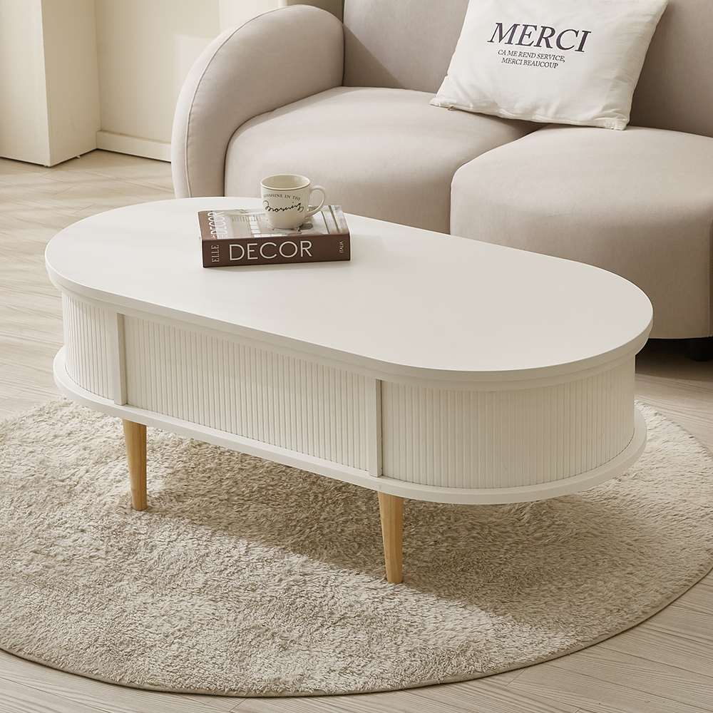 원목 타원형 템바보드 거실 리프트업 테이블 리프트 소파 테이블 800