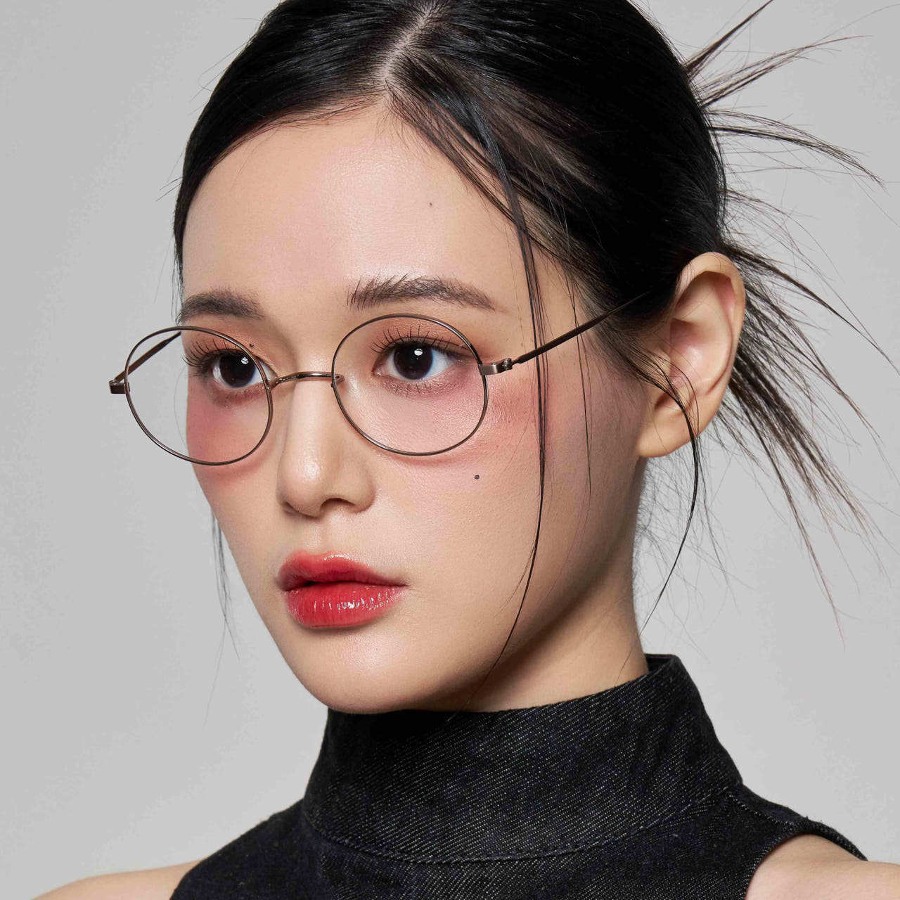 가벼운 5g 코받침 없는 타원형 풀 티타늄 안경테 블루라이트차단 새즐노즈 - 상세 이미지 2