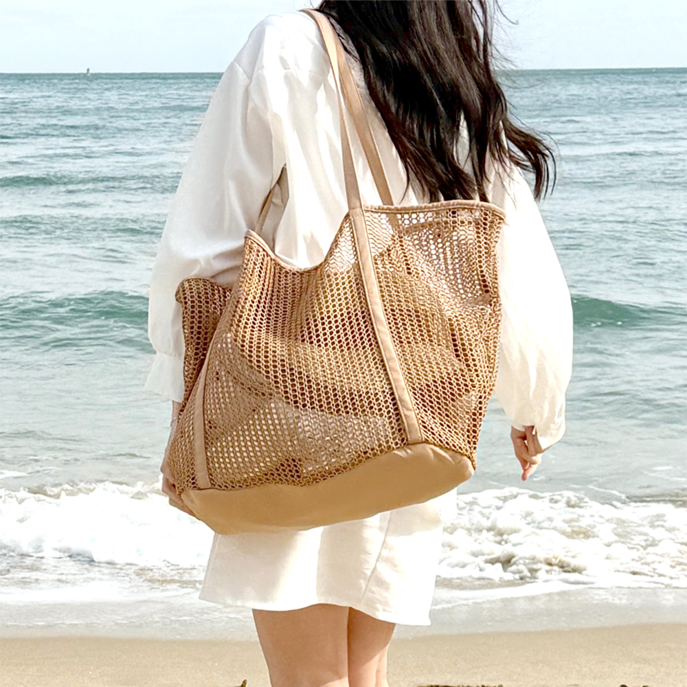 물놀이 가방 수영장 가방 메쉬 대형 비치백 수영 망사 모래놀이 가방 - 상품 이미지