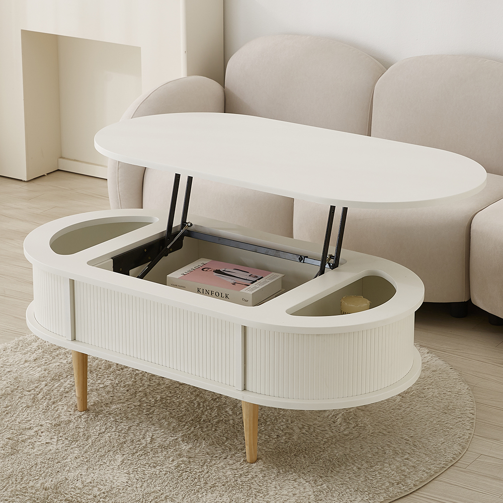 원목 타원형 템바보드 거실 리프트업 테이블 리프트 소파 테이블 800