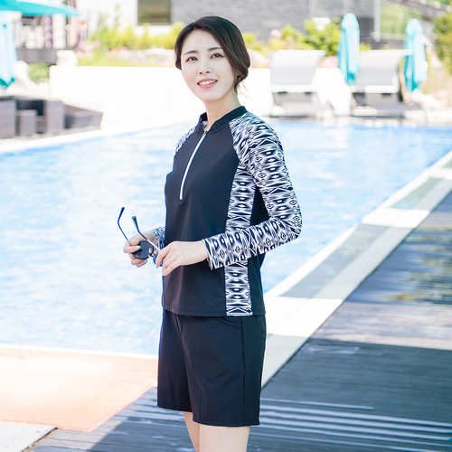 조이마담S7015 인디언 수영복 세트 50대60대중년여성 빅사이즈래쉬가드 - 상세 이미지 3