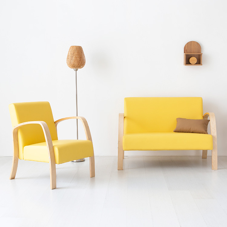 벤우드 2인 소파 YC12AD 내추럴/레몬, 2인용