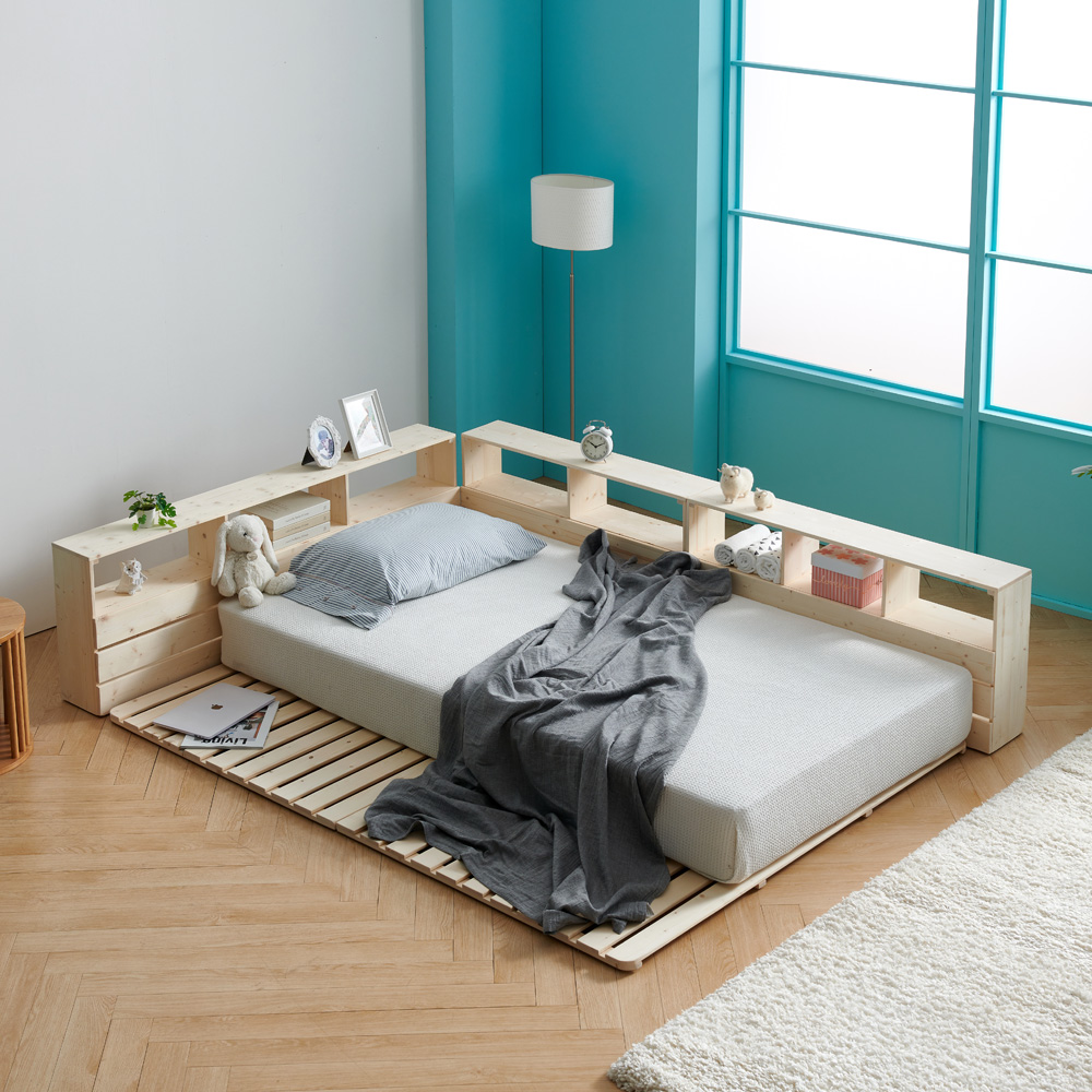 돌체 소나무 원목 침대헤드 선반 퀸(Q), 내추럴