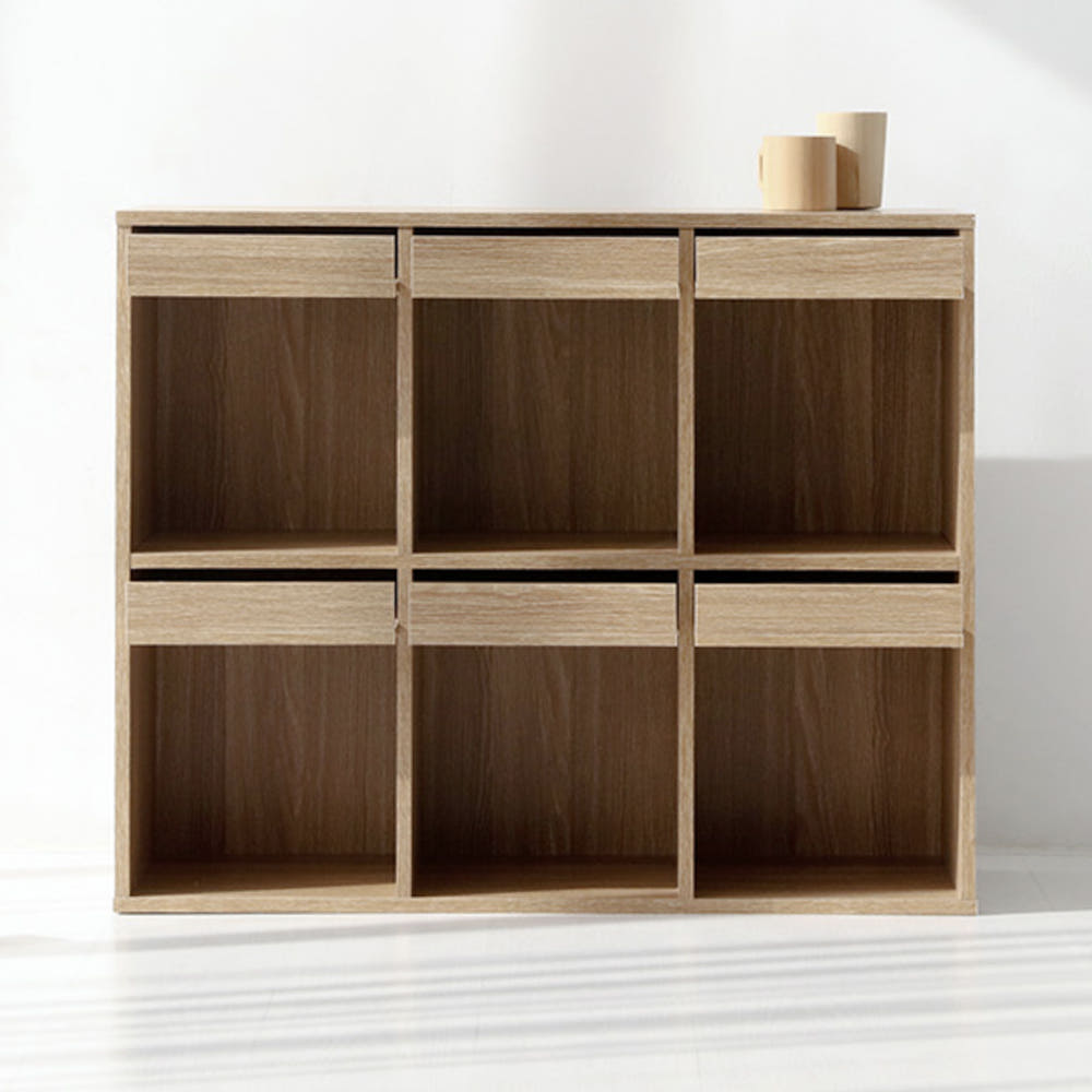 이지보 BESIDE 6문 수납장 가로형 895x362x730mm, 2단, 코코아월넛 0127.3489 - 상세 이미지 5