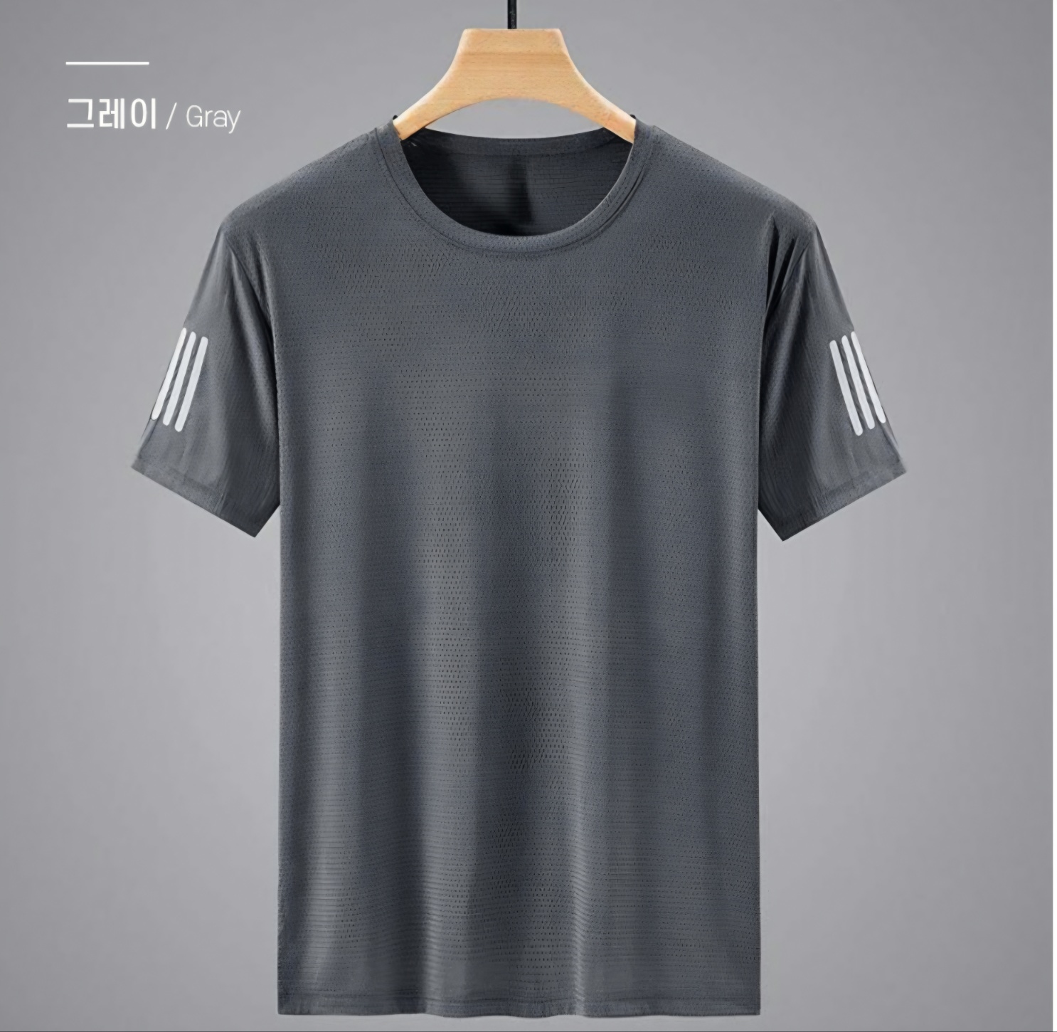 남자 기본 쿨 기능성 반팔티 단체티 메쉬 쿨론 티셔츠 여름 검정 냉감 나일론 110 - 상세 이미지 4