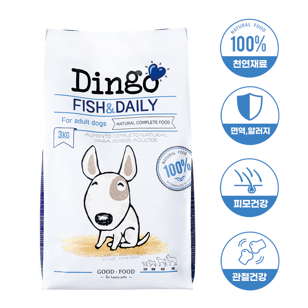 딩고 피쉬 3kg 강아지사료 하이포알러제닉 연어 저알러지 눈물 관절 홀리스틱사료 - 상세 이미지 2