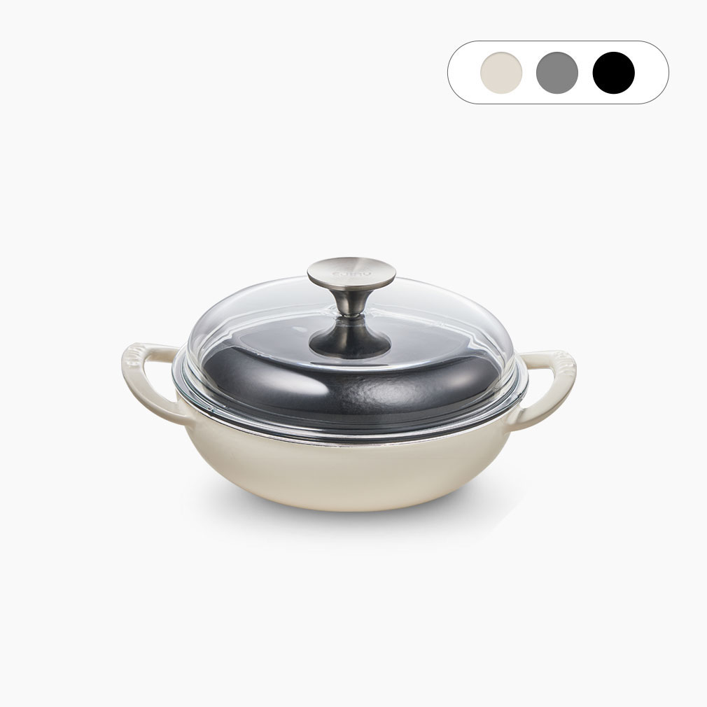 에지리 블랙아이언 인덕션 무쇠냄비 베이비웍 하이돔 18cm, 프림아이보리