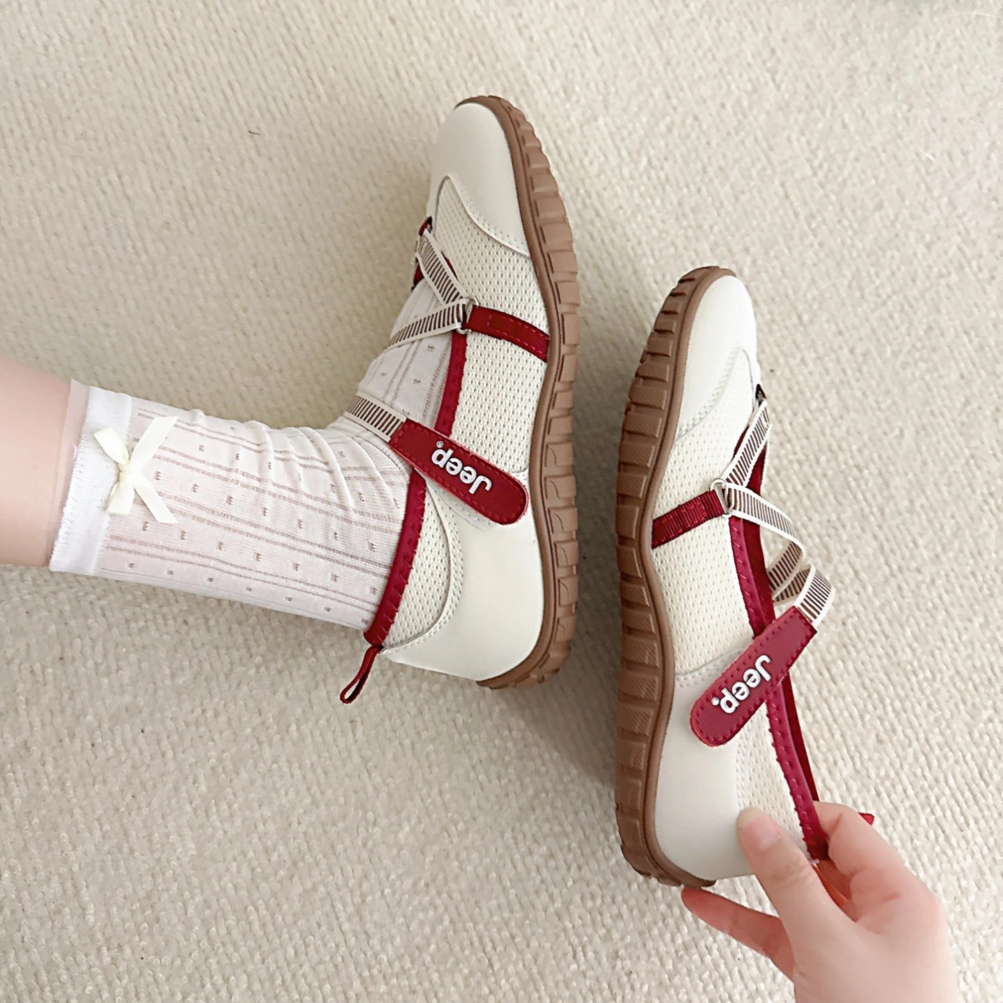 지프 메리제인 플랫 슈즈 여름 샌들