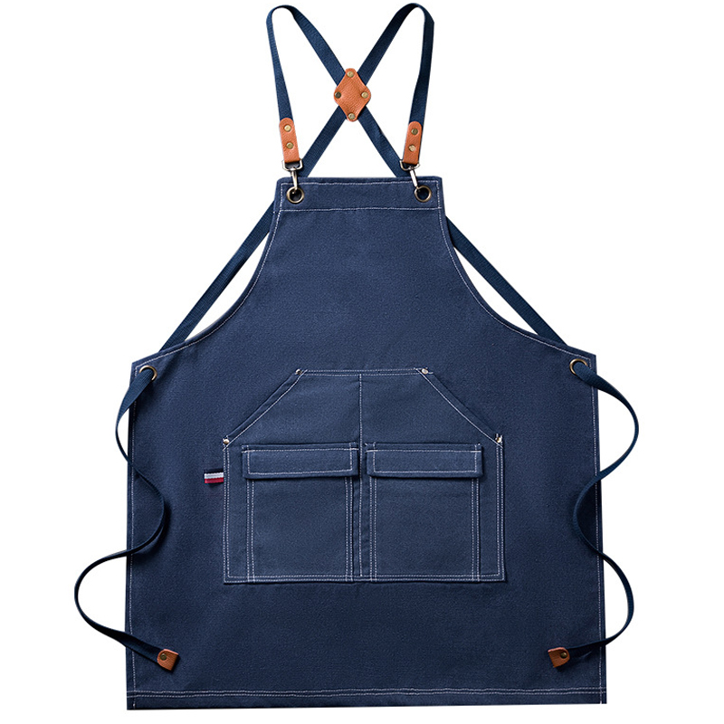 뷰레이터닷컴 라벨르 두꺼운 데님 캔버스 생활방수 앞치마 바리스타 카페 공방 고급 앞치마