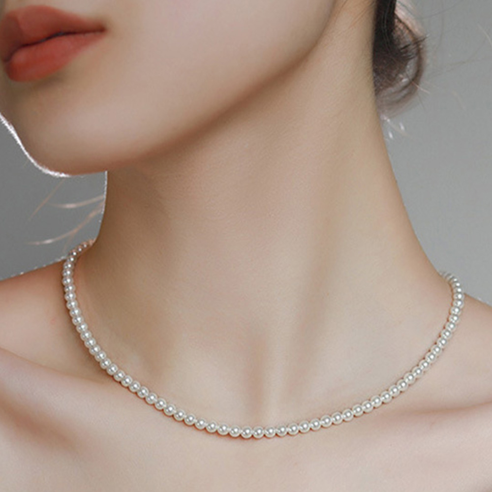 담수진주목걸이 진짜 천연 명품 미니 실버 못난이 바로크 3mm 4mm 레이어드 초커 - 상품 이미지