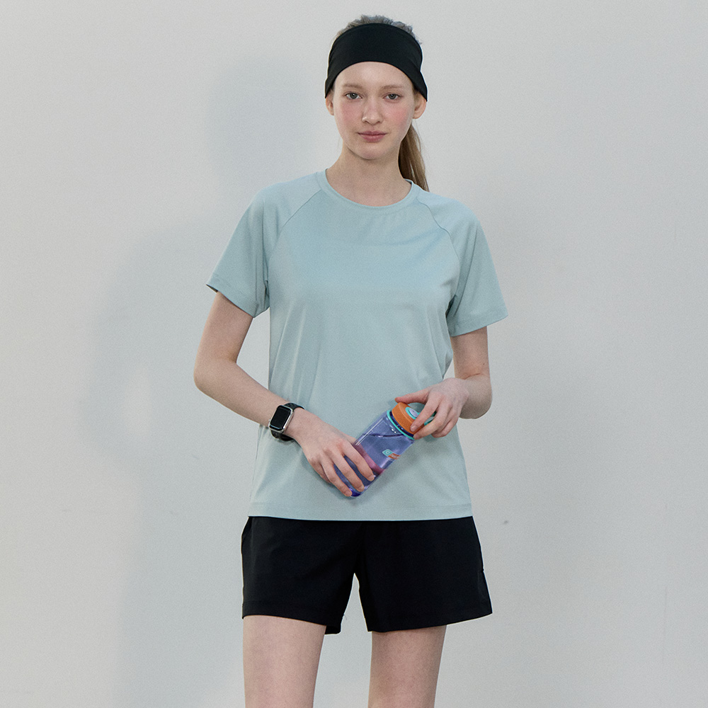 베이직하우스 2SET 여성 쿨 브리즈 에어드라이 기능성 라글란 반팔 티셔츠