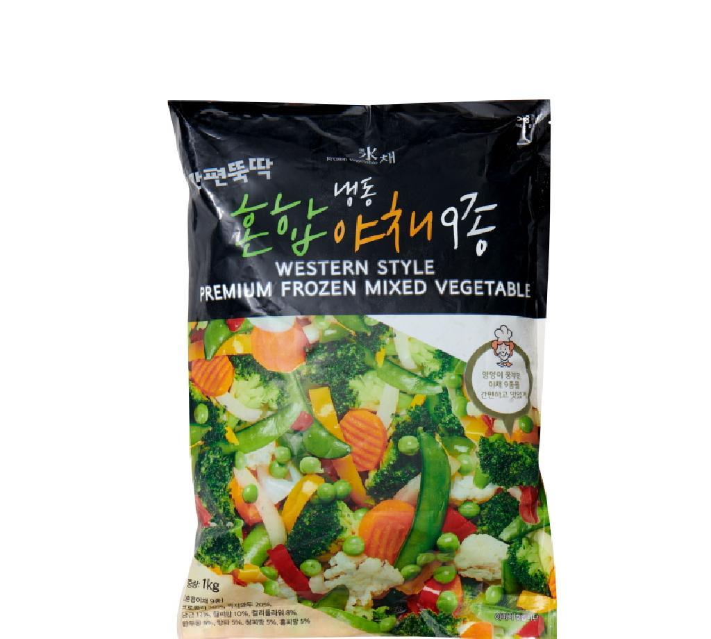 냉동혼합야채9종 농우브로컬리 깍지완도당근황 1kg : 식재온