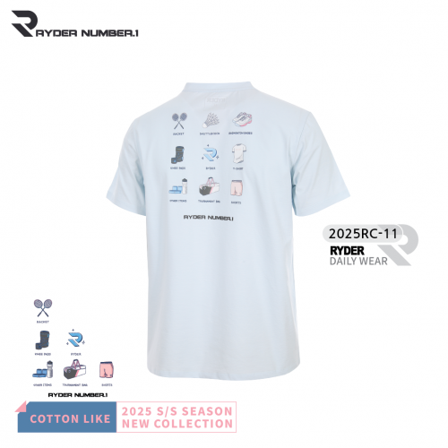 라이더 RYDER 2025RC-11 코튼라이크 남여공용 반팔티셔츠 배드민턴 복 탁구 스쿼시 스포츠의류 - 상세 이미지 3