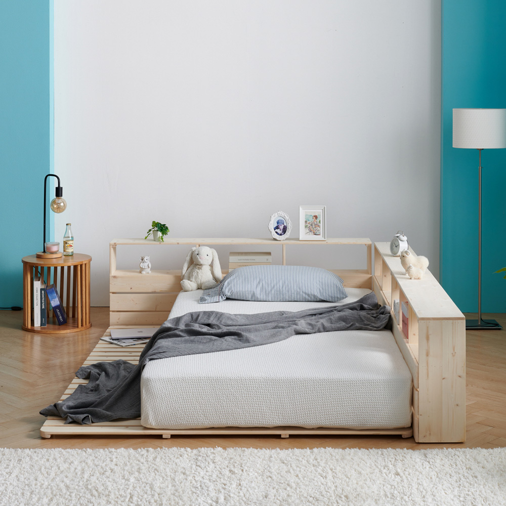 돌체 소나무 원목 침대헤드 선반 퀸(Q), 내추럴