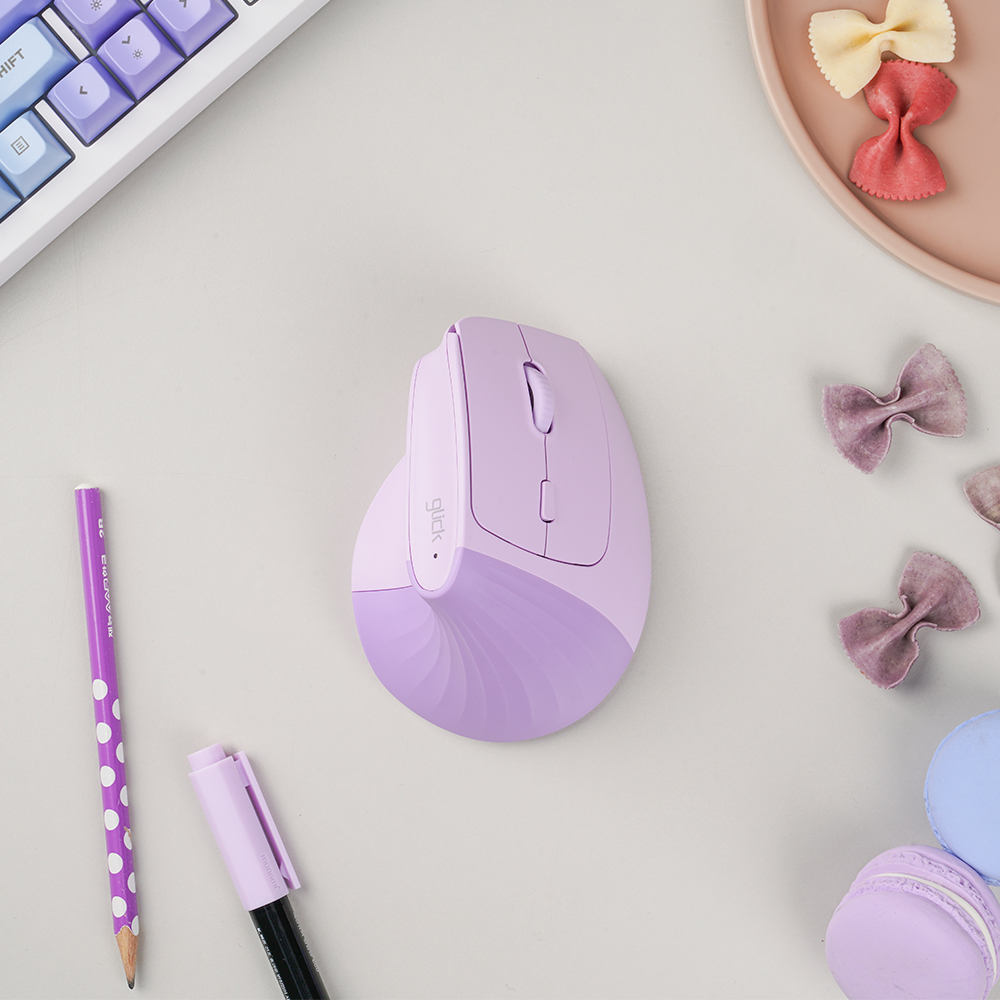 지클릭커 오피스프로 버티컬 도톰스콘 OP80 무소음 블루투스 무선마우스 퍼플