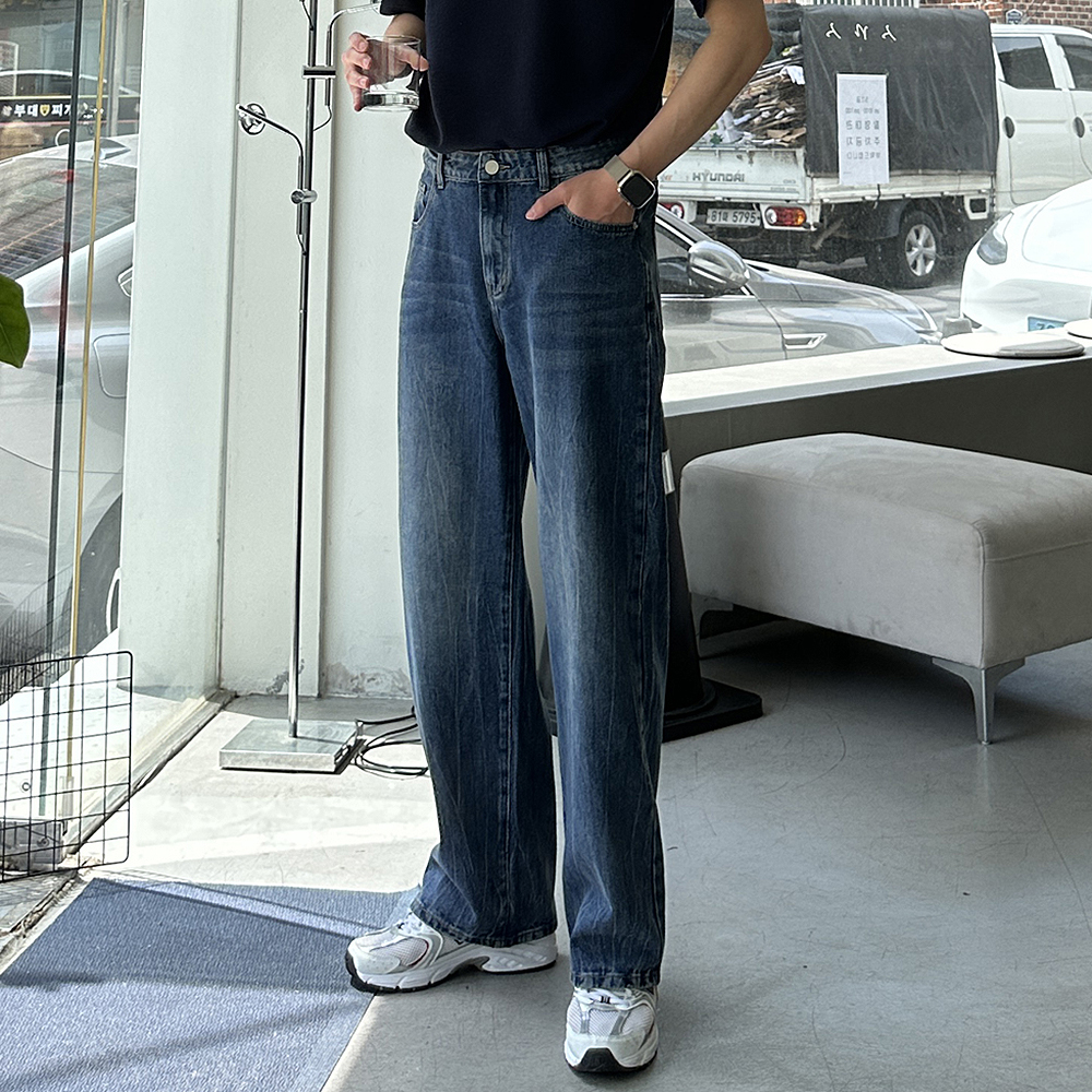 남자 와이드청바지 부츠컷 데님 팬츠 남자 청바지 - 상품 이미지