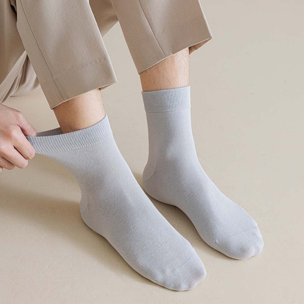 에멜강스 남자양말 무지 중목 신사 검정 흰 단목 정장 면 양말 - 상세 이미지 4