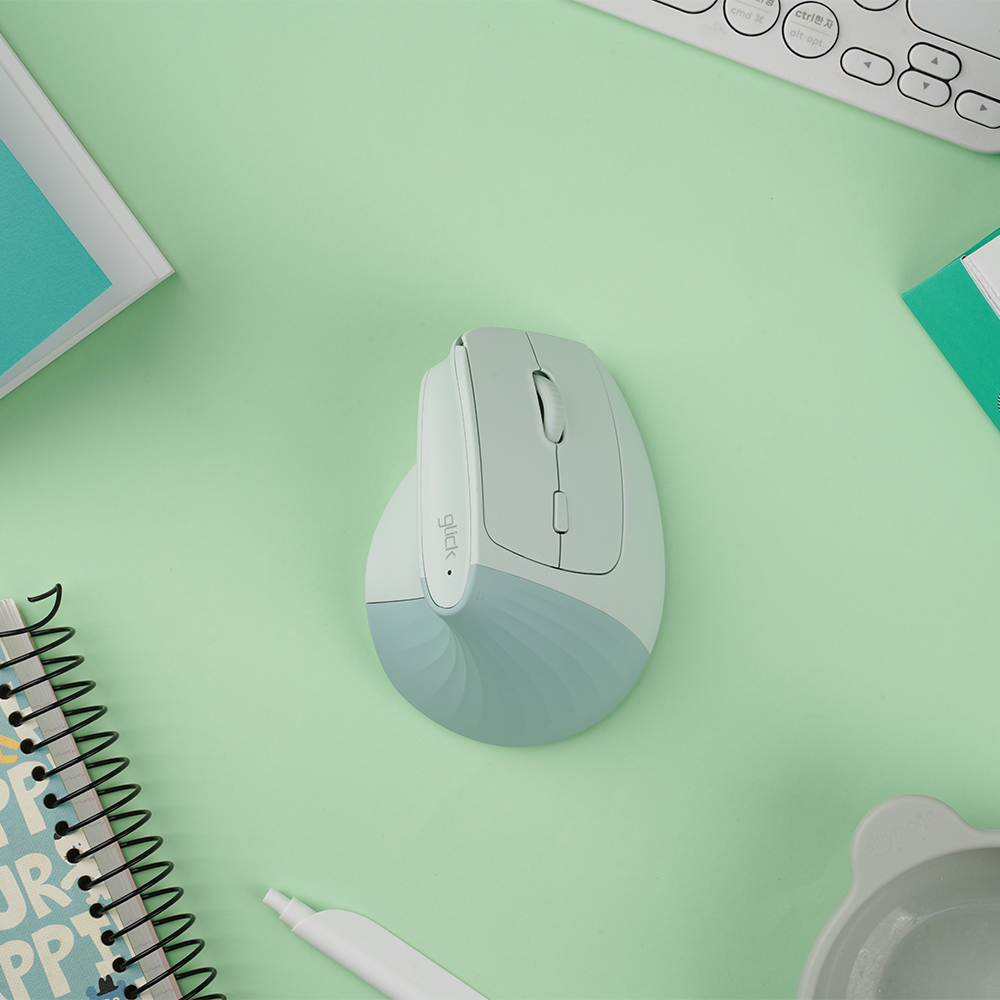 지클릭커 오피스프로 버티컬 도톰스콘 OP80 무소음 블루투스 무선마우스 그린