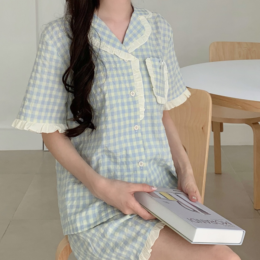 신혼부부잠옷 커플파자마 반팔잠옷세트 여름 여성 홈웨어 이미지 8