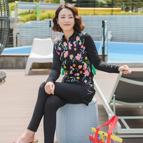 조이마담S7095 들꽃 가든 수영복 세트 50대60대중년여성 빅사이즈래쉬가드 - 상세 이미지 4