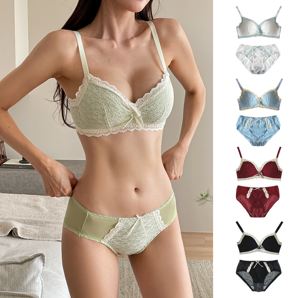 핑크앤다이아 2cm 달콤 레이스브라 속옷세트 노와이어 볼륨 브라렛 푸쉬업브라 - 상품 이미지