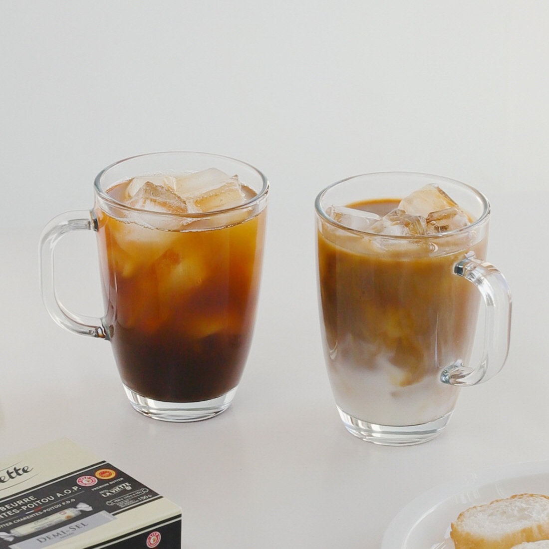 [2잔] 홈카페 대용량 손잡이 유리컵 아이스아메리카노 냉커피잔 커플 맥주잔 460ml - 상세 이미지 3